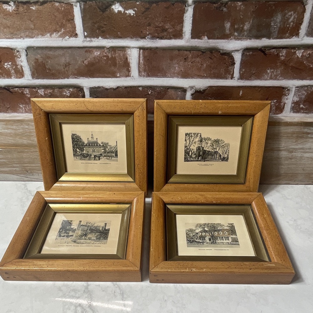 Williamsburg VA Framed Picture – Colonial Williamsburg Art – 8x7- Set Of Four